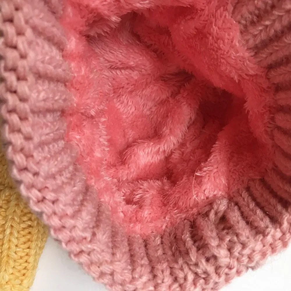 Трикотажные Милые шляпки шляпа осень-зима детская кашемировая шапка бантик в