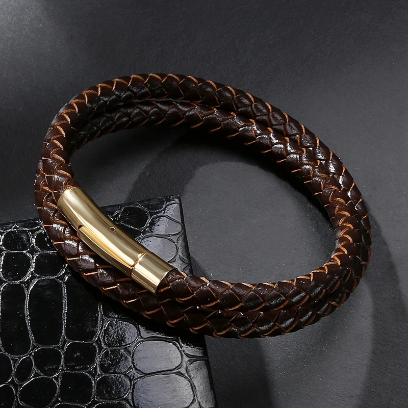 Mozo Fashion Jewelry Для мужчин из натуральной кожи коричневого цвета Rope Chain