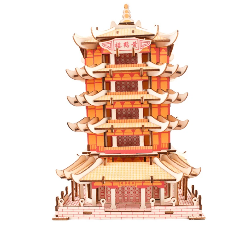 

Chinese Architecture 3d Wooden House Birthday Gifts DIY Toys Assembly Building Model Puzzles for Kids Adults Interactive Game