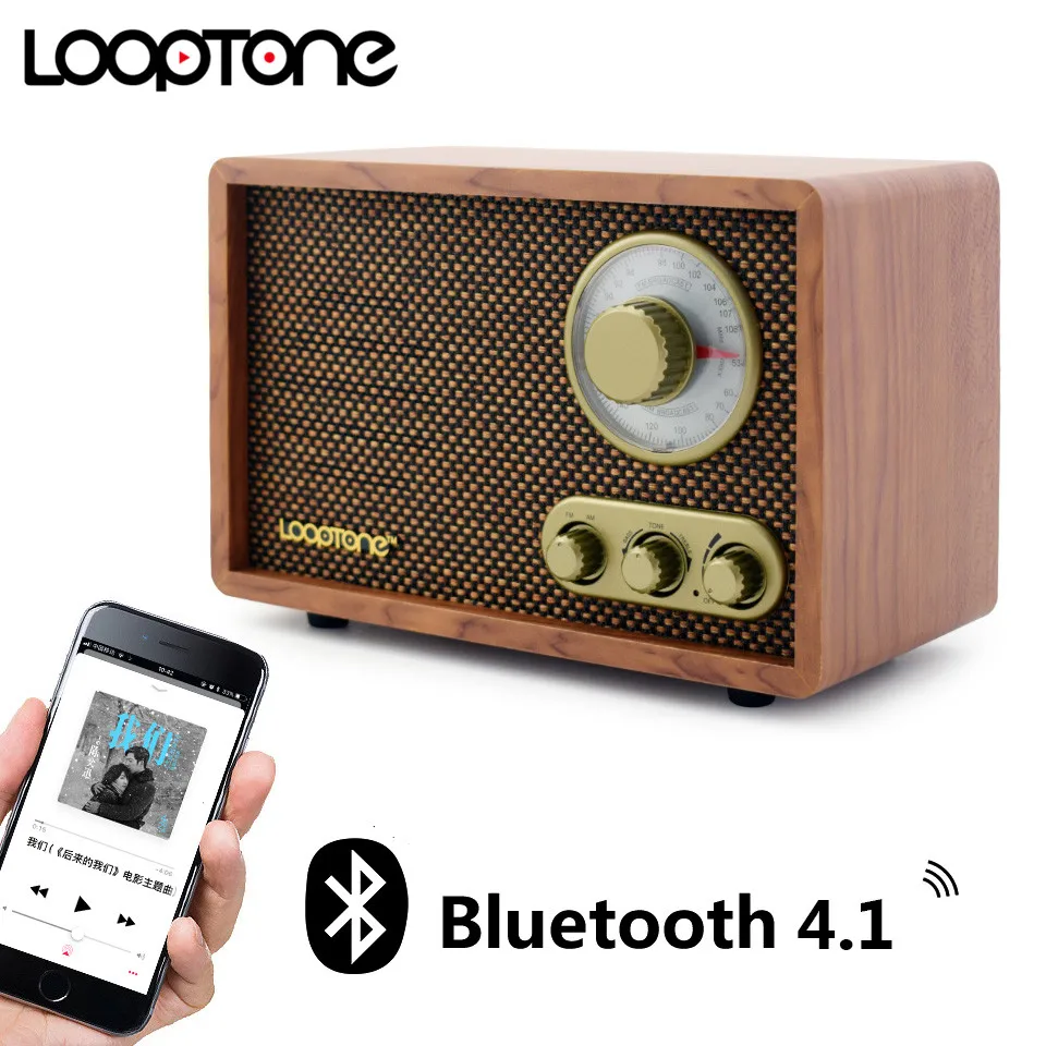 LoopTone Настольный Bluetooth AM/FM радио Винтаж Ретро Классический домашний Встроенный