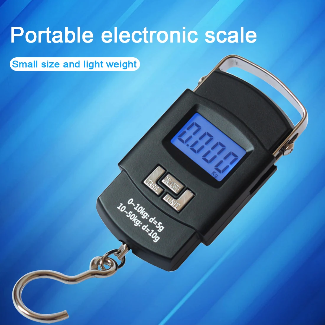 

Digital Scale Hanging Hook Fishing Travel Luggage Weight Scale for Baggage Balance Steelyard With Blue Background Light 50KG/10g
