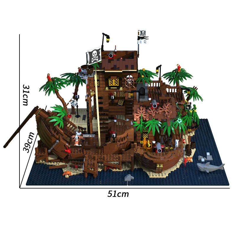 

MOC Creator 5544pcs Pirate Bay Building Blocks Kits Bricks Classic Movie Series Model Kids DIY Toys For Children Gift