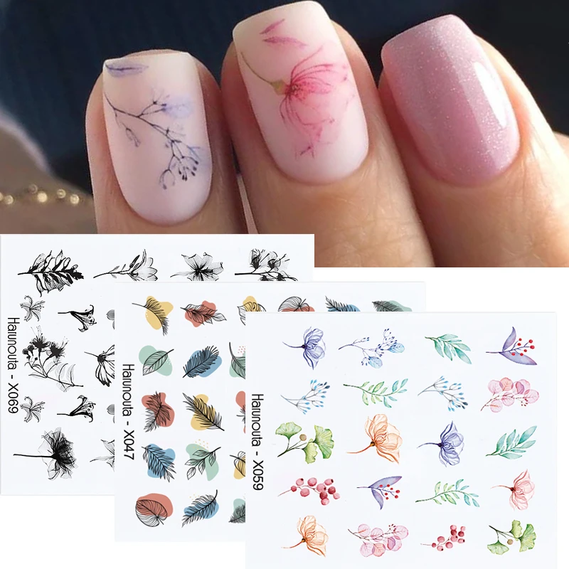 

Harunouta Nails Sticker Nail Art Decorations Summer Flowers Leaves Decals Water Transfer Sliders Fruit Blooming Manicures Wraps