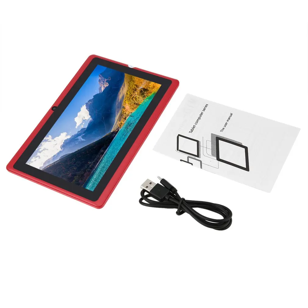 

7 inch Children Tablets PC 512MB+4GB A33 Quad Core Dual Camera 1024X600 Android 4.4 Tablet PC With Silicone Cover