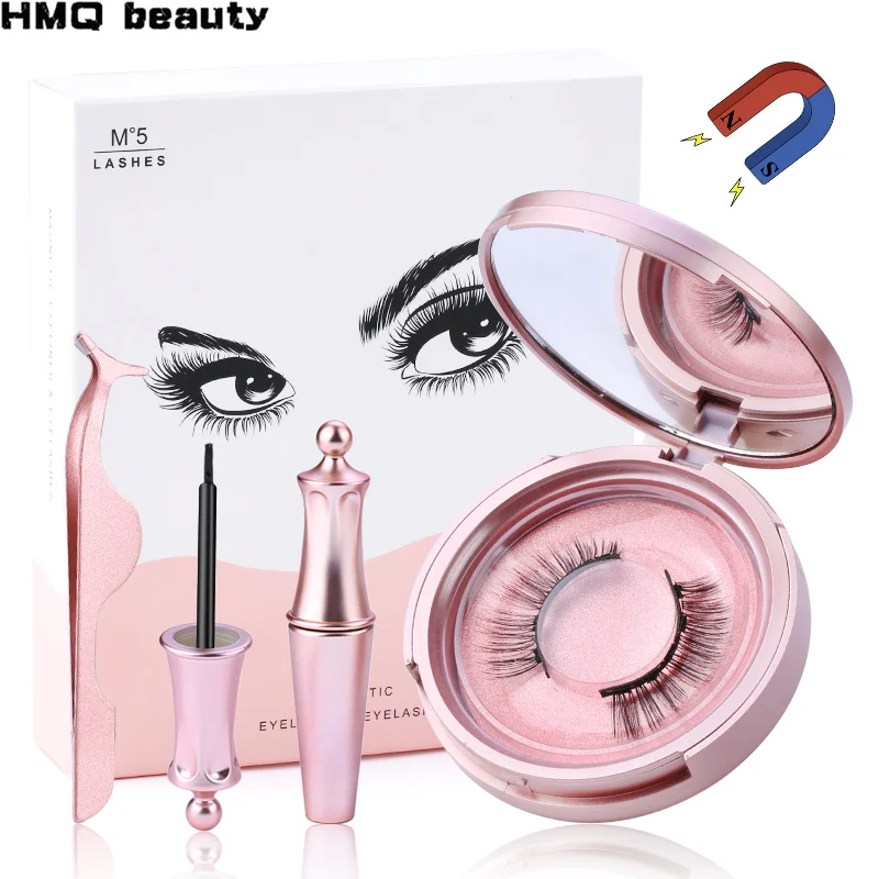 

Magnetic Eyelashes 3D False Mink Eyelashes Magnet Lashes Magnetic Liquid Eyeliner&Magnetic False Eyelashes & Tweezer Set