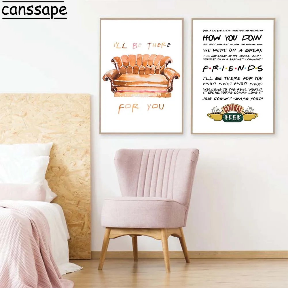 Друзья ТВ шоу печать цитаты стены Искусство Холст Картина центральный постер