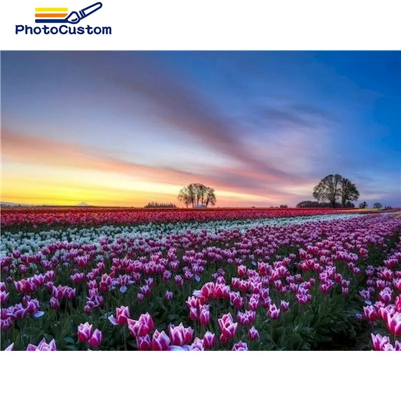 

PhotoCustom цветы, морской пейзаж, краски по номерам 60x75 см, рисунок по номерам 40*50 см, искусство, домашний декор