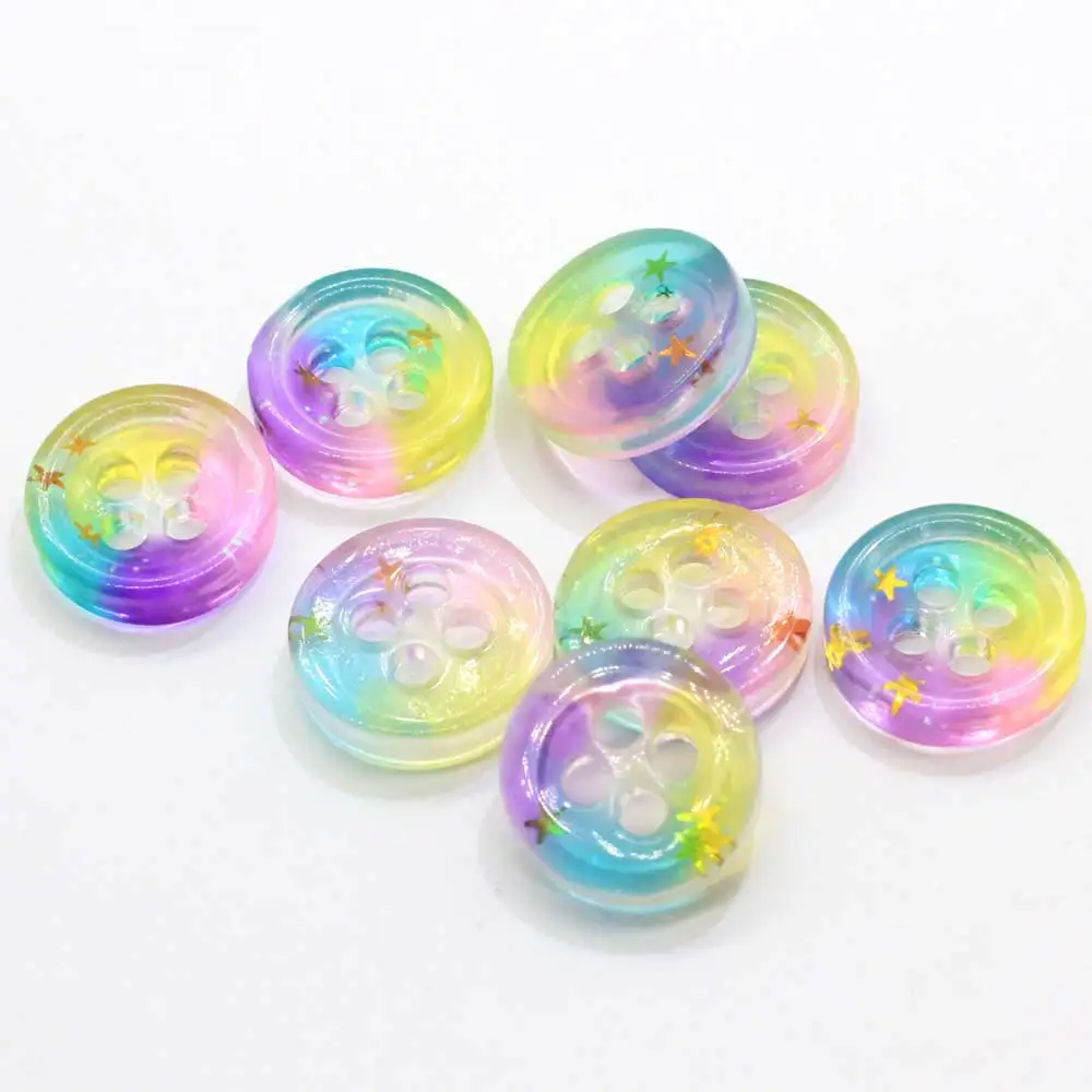 Градиентные радужные цветные блестящие пуговицы с 4 отверстиями и золотой