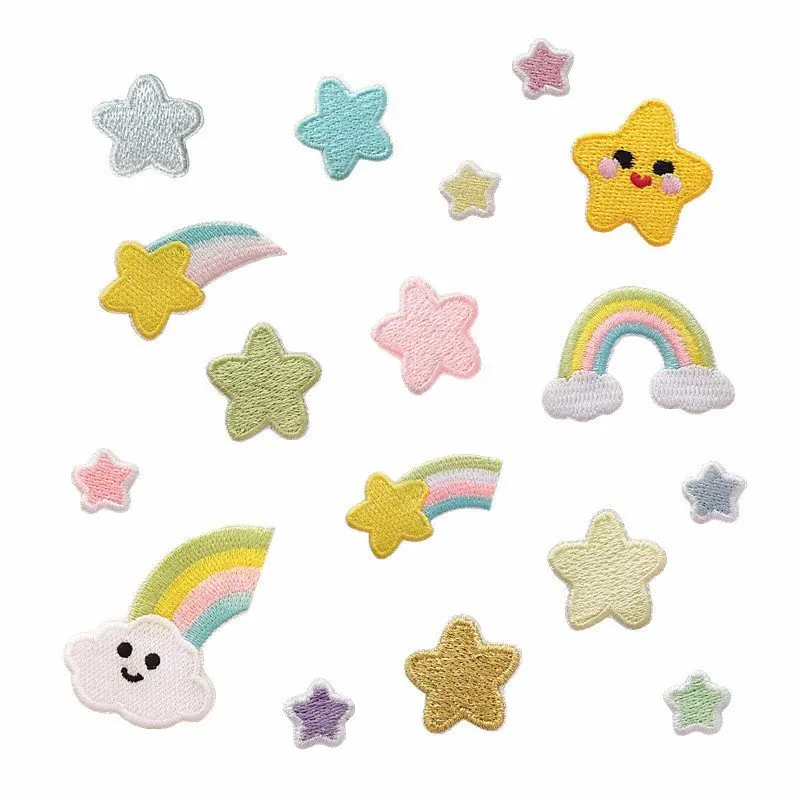 

50 шт./лот Мультяшные радужные нашивки с вышивкой, буквы, аксессуары для украшения одежды, железная теплопередающая аппликация «сделай сам»