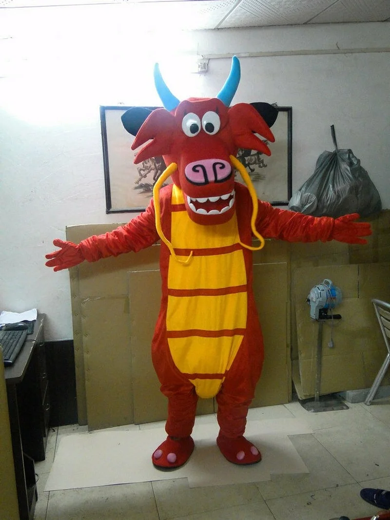 

Red Dragon Mascot Costume Suit Cosplay Party Game Animal Fancy Dress Outfit Halloween Adults Size Advertising Parade Character