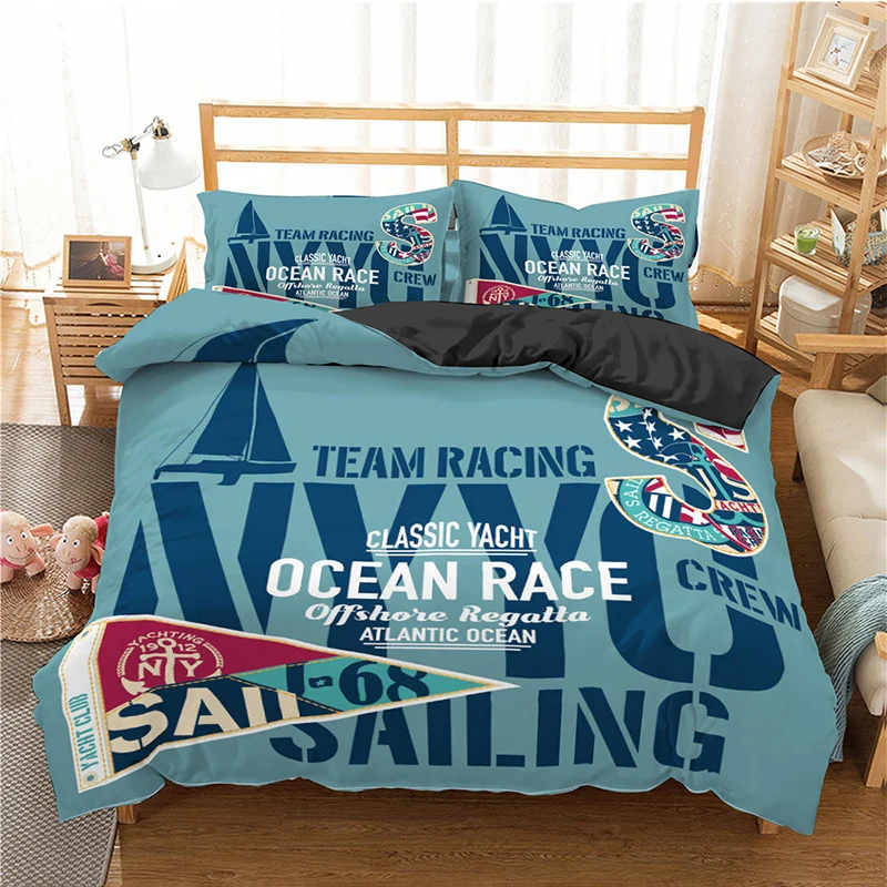 Комплект постельного белья с изображением пиратского корабля пододеяльник для