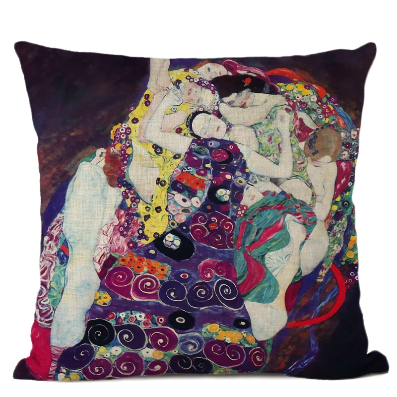 Льняная наволочка Gustav Klimt The Kiss в стиле ретро декоративные подушки с масляной