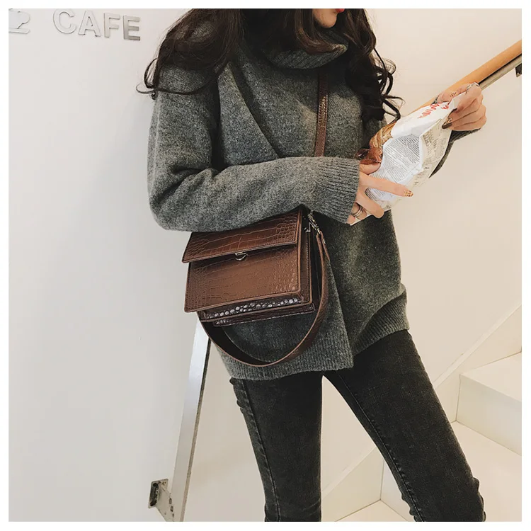 

Women's Handbag 2020 Fashion New High Quality PU Leather Women Handbags Crocodile Pattern Shoulder Messenger Bag