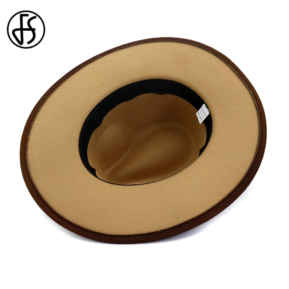 Женская и Мужская шерстяная шляпа FS винтажная с широкими полями из фетра