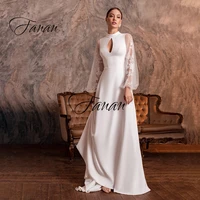 halter long sleeve simple wedding dress lace appliques floor length sweep train bridal gown robe de soir%c3%a9e de mariage %d0%bf%d0%bb%d0%b0%d1%82%d1%8c%d0%b5