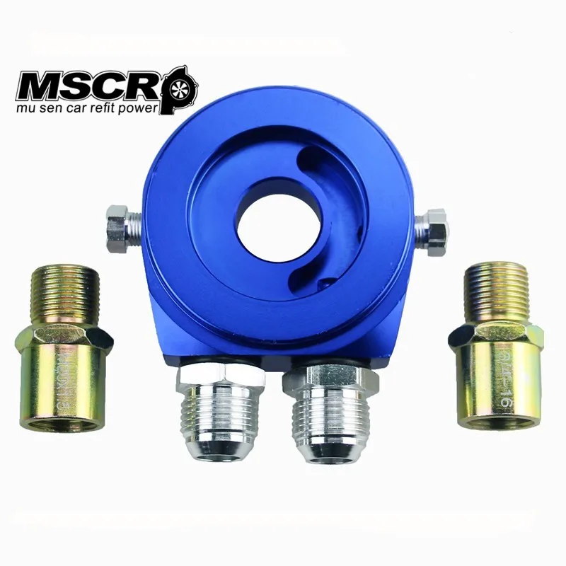

Blue Car Universal Oil Filter Sandwich Adapter For Oil Cooler Plate Kit AN10 Aluminum