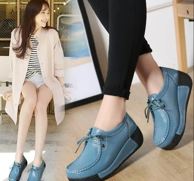 Женские туфли на платформе броги из воловьей кожи шнуровке оксфорды плоская