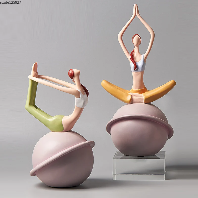 

Статуэтка для йоги с милой девушкой, Статуэтка из смолы, скульптура, поделки, подставка для колокольчика для гостиной, настольное украшение ...
