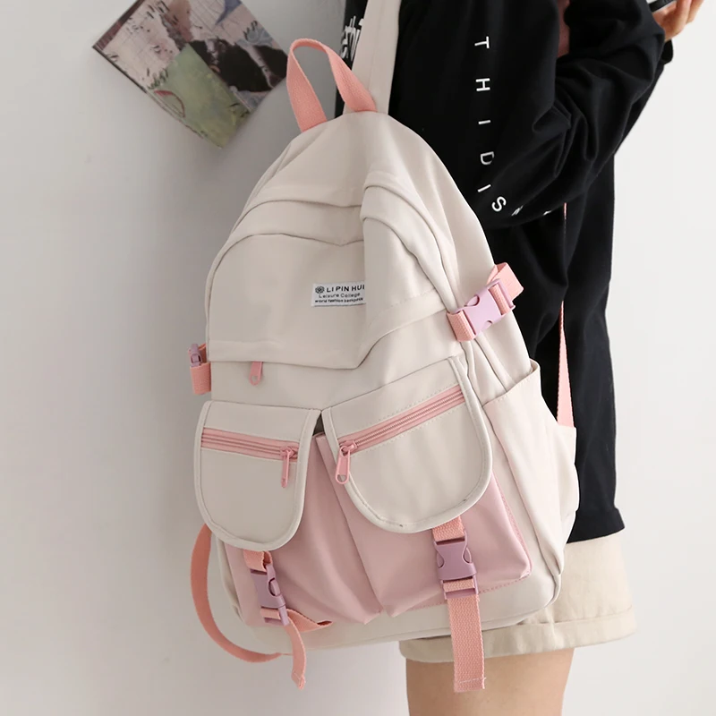 

Large Capacity Korean Lovely Girl Backpack 2021 New Female Student Schoolbag Japanese Nylon Style Travel Bag Women