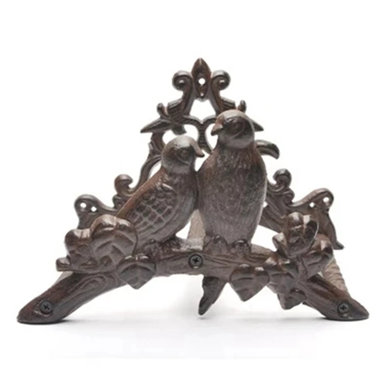 

Vintage Couple Birds Design Cast Iron Water Pipe Holder Home Garden Wall Decor Small Water Faucet Pipe Storage Holder