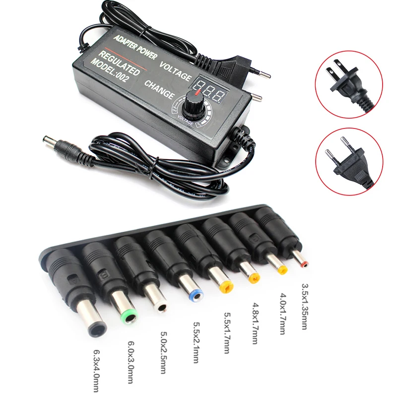 

AC Adjustable Power Supply 3V-24V 3A AC DC 8 Plug Connect Universal Adapter Adjustable AC TO DC 220V 110V TO 3V 24V 9W 72W EU US