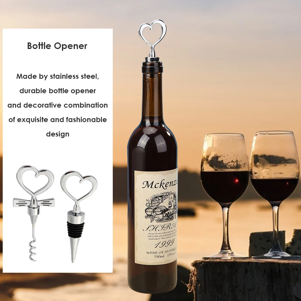 Штопор с сердцем и штопор для вина + пробка свадебный подарок сувениры гостей