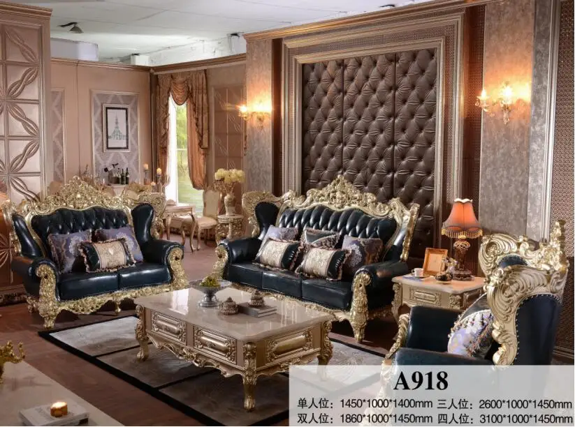 Роскошная гостиная диван genunine кожа 3 местный набор мебели|set 3|set sofasofa sets furniture |