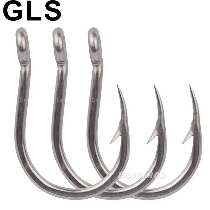 

Крючок GLS из нержавеющей стали, высокопрочный, с зазубринами, 1-11 #, для морской воды, устойчивые к коррозии, рыболовные принадлежности, рыболо...