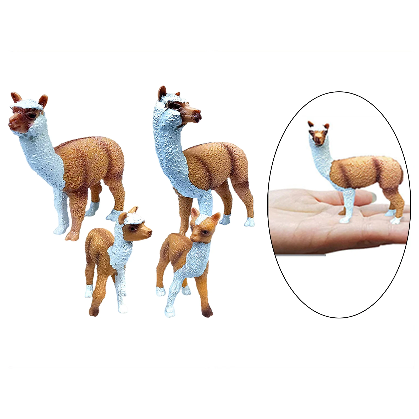 

4Pcs Realistic Lovely Alpaca Figures Hand Painted Zoo Forest Animal Statue Model Playset Collections Tabletop Decor Party Favors