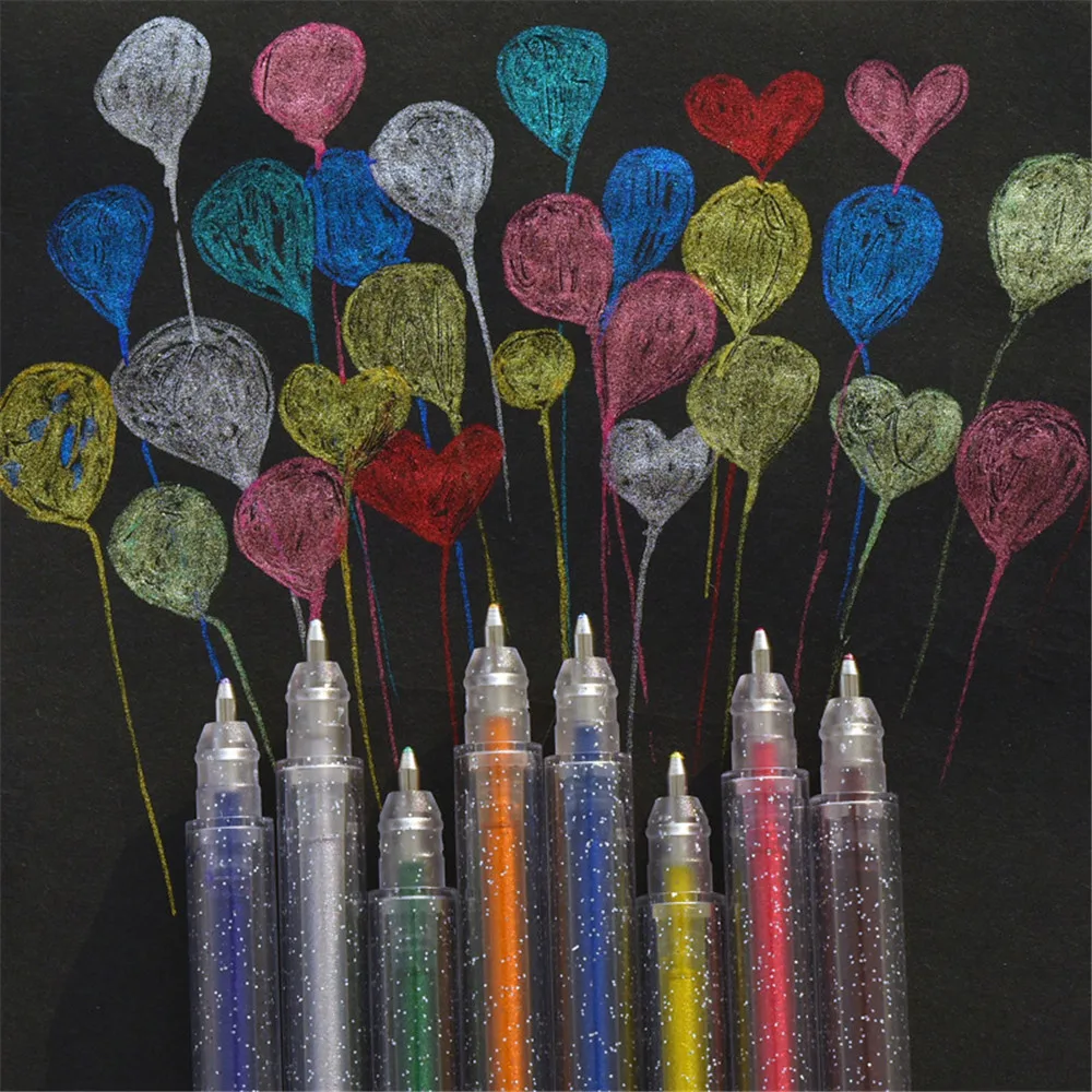 

8 шт./компл. красочные блестящие маркеры, хайлайтеры, Обесцвечивающие флуоресцентные гелевые бриллиантовые ручки, школьные канцелярские ма...