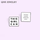 Забавные цитаты эмаль на булавке на оптом французская квадратная Броши с буквами для женщин и мужчин, мотивационные слова значок булавка, ювелирный подарок по оптовой цене