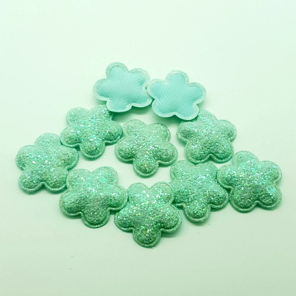 mint green flowers 50 шт конфеты крафт патчи милые звезды сердца бабочка для волос с блеском Аксессуары наклеить на патчи для одежды наборы сделай сам DIY - Цвет: mint green flowers