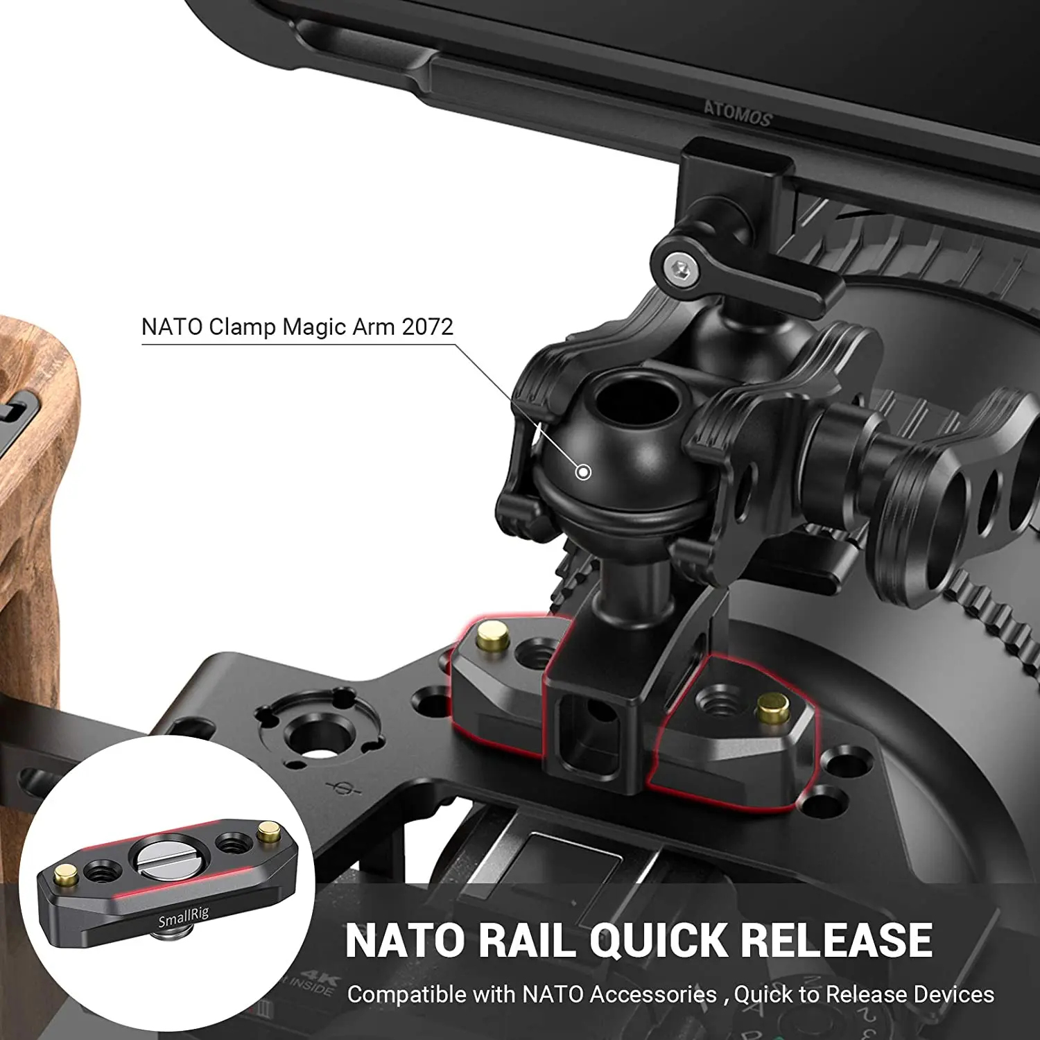 Камера SmallRig DSLR Quick Release Rig NATO Rail с установочным винтом ARRI 48 мм для микрофона