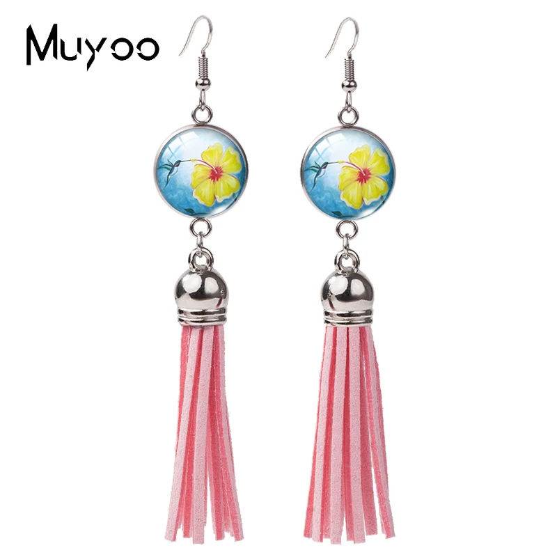 Новые модные серьги с крючком изображением цветов и колибри красивые кисточками