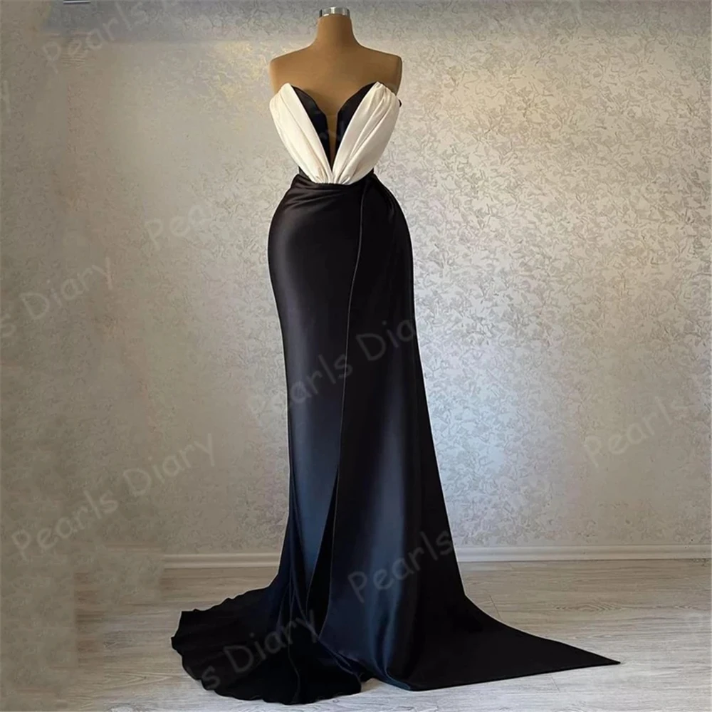 

Saudi Arabia Prom Dresses Black and White Mermaid Evening Dress 2022 Robes Weddings Party Gowns Plus Size Dubai Middle East Gown