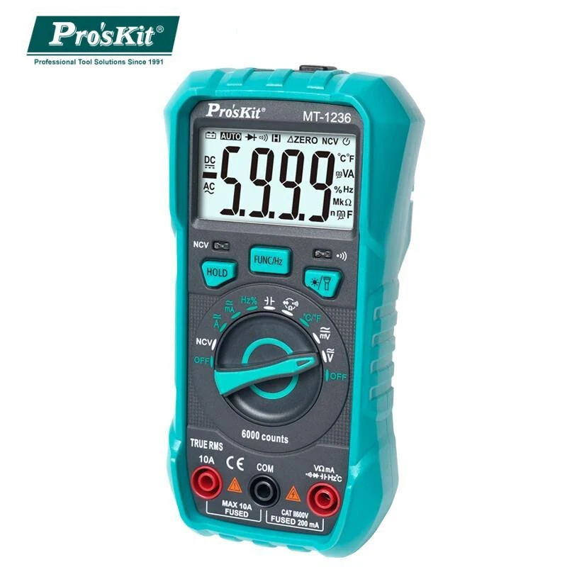 Мультиметр Pro'sKit MT-1236 3-5/6 Автоматический диапазон True-RMS цифровой