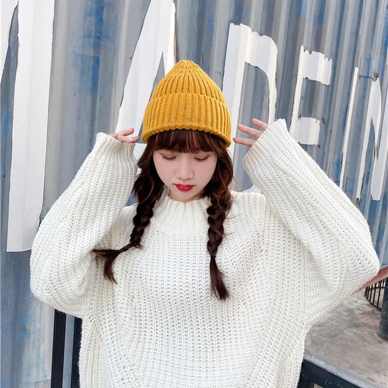 Зимний берет женская вязаная акриловая плотная теплая мягкая шапка Женская