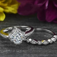 two sets of unique and exquisite engagement princess wedding ring love diamond set size 6 10