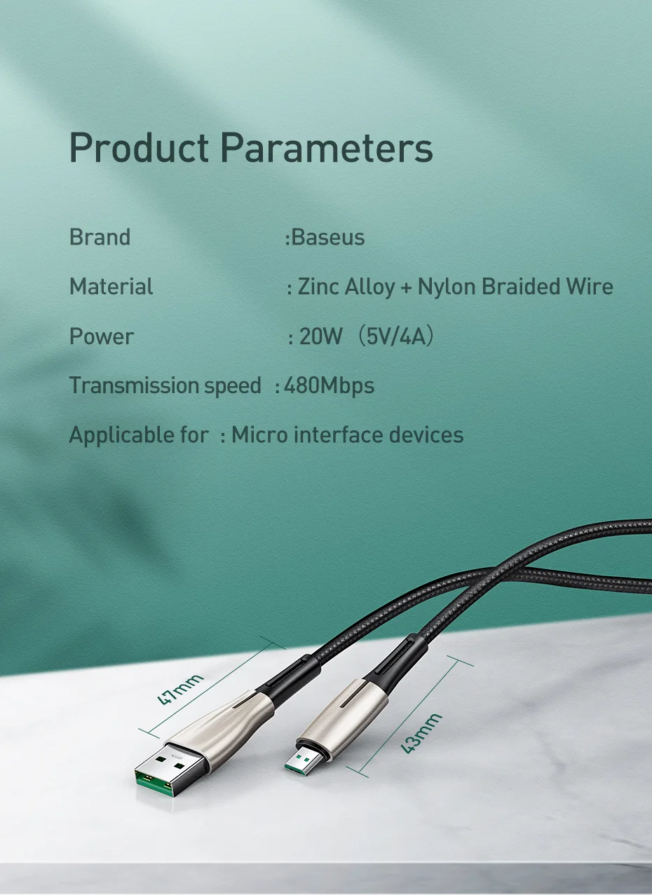 Baseus Micro USB кабель для OPPO 4A VOOC Быстрая зарядка кабель зарядного устройства микро-usb для samsung Xiaomi Redmi Note 4 5