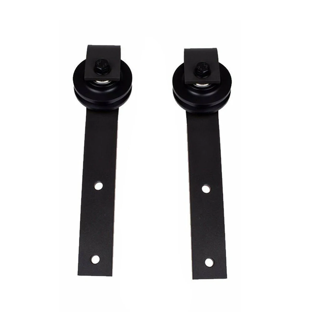 Sliding Barn Door Hardware Kit Top Mounted Hanger Track Black Steel Closet Door Roller Rail Single Door Sliding Door Rail Pulley