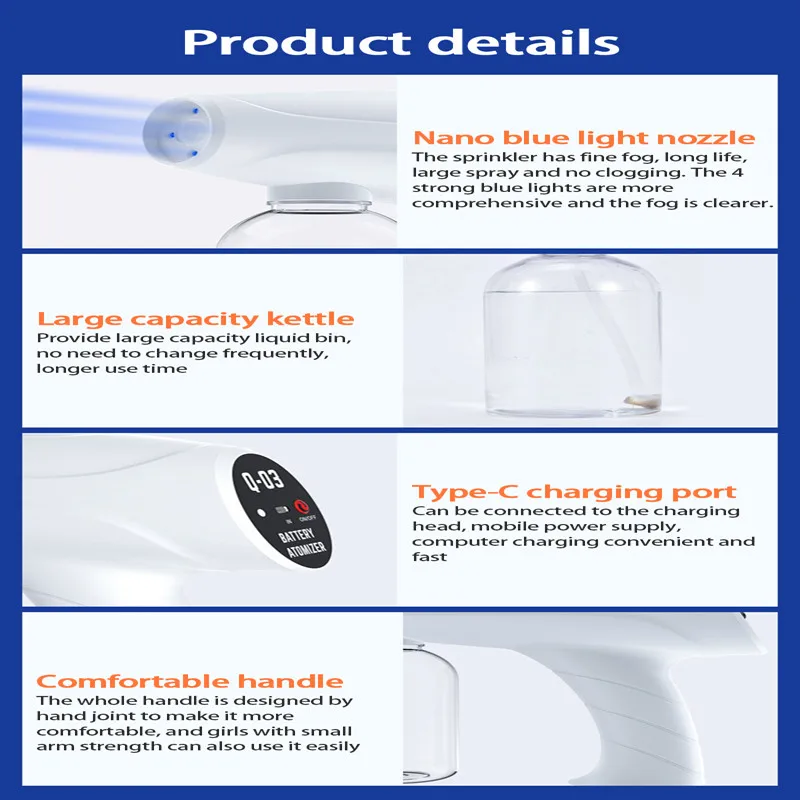 Портативный Электрический распылитель синего цвета с зарядкой от USB Type-C 3 320 мл |