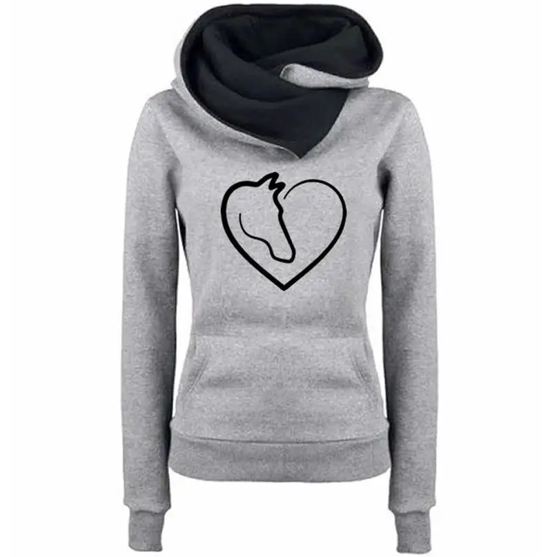 

Hoodies For Women Lapel Hooded Horse Letters Print Sweatshirts Tops Hoodies Women Kawaii Funny Frauen Thick Clothings Plus Size