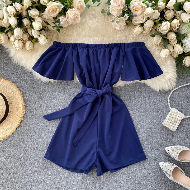 Богемный женский Облегающий комбинезон с открытыми плечами и цветочным принтом