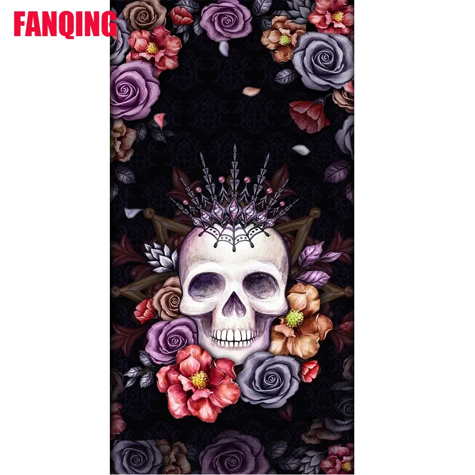 

Алмазная живопись с квадратными/круглыми стразами, картина с черепом 5D «сделай сам», 3D вышивка крестиком, домашний декор