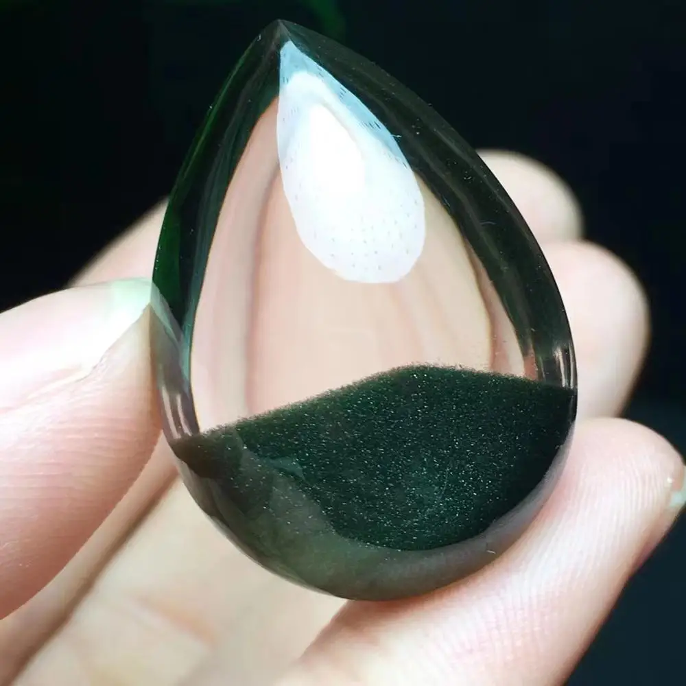 Натуральный зеленый фантомный кварцевый прозрачный кулон с бусинами 28 20 15 мм