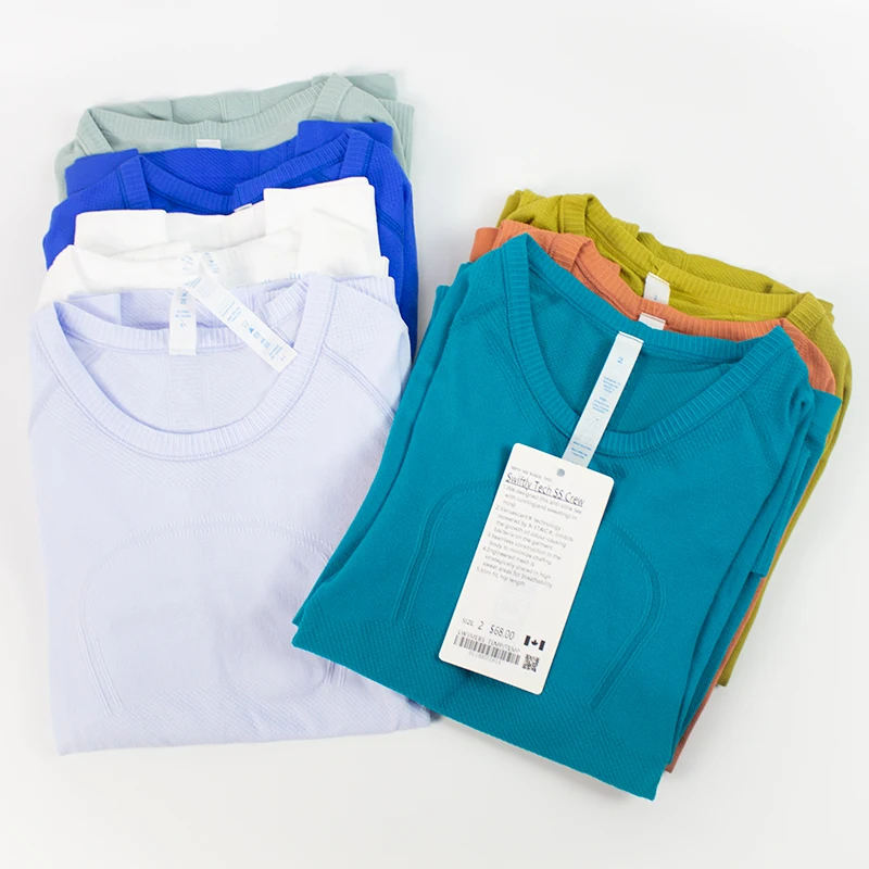 

Lulu women's long Sleeve sports Yoga T-shirt Comprehensive sports Switch workout GYM clothes Solid Color