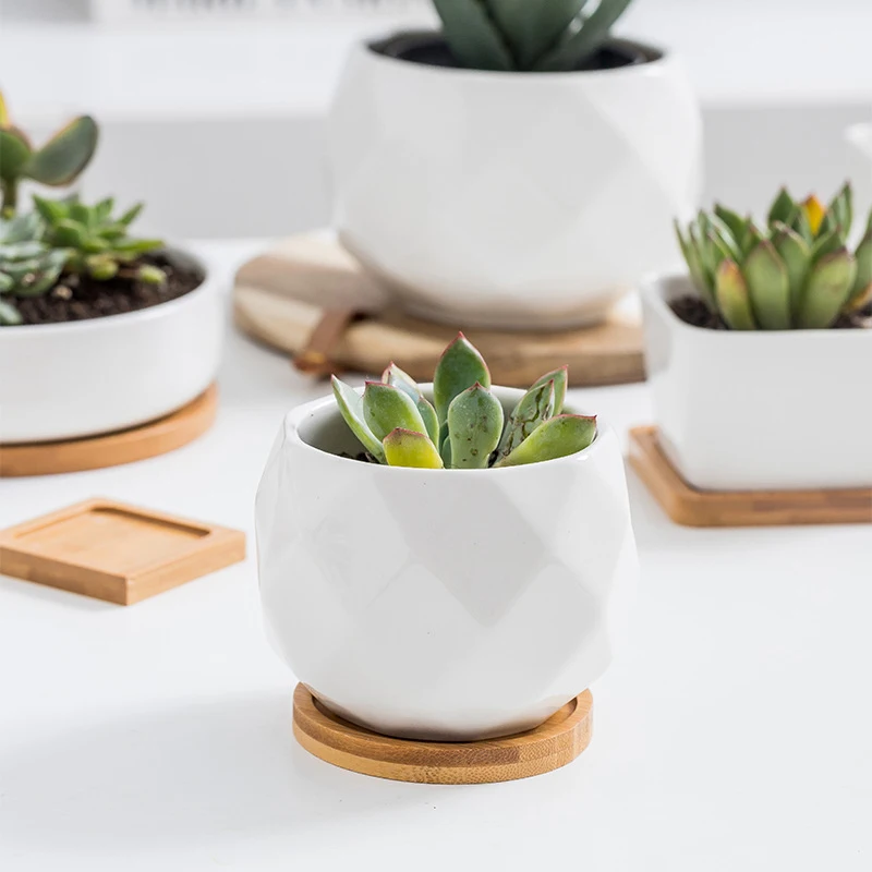 Маленький фарфоровый горшок ваза прямоугольной формы для суккулентов