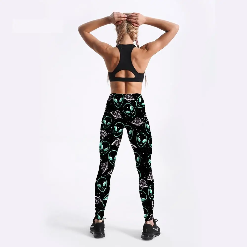

Alien And Ufo Spaceship Sexy Printed Leggings Women's Pants Strange Style Fitness Summer Fashion High Waist Skinny Gym Clothing