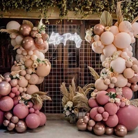 boho doubled dusty pink wedding balloon arch birthday girl balloons garland kit party decoration chain chrome gold bride to be