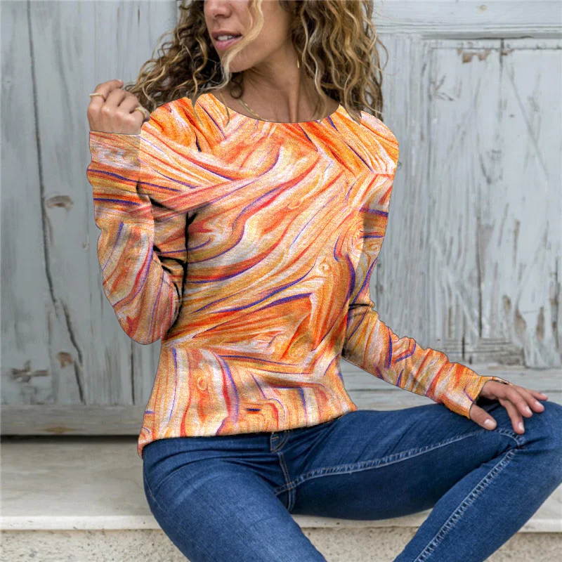 Peacock Graphic Basic T-Shirt Women's Clothing 2021 Summer Autumn Long Sleeve Casual Vintage Tee Shirts Ladies Oversized Tops | Женская